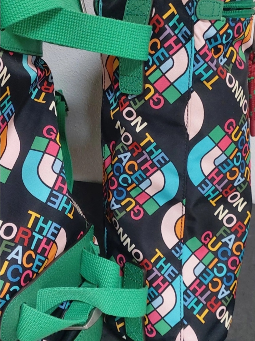 Gucci Multicolor Logo Print Backpack with Green Trim - Picture 8 of 16